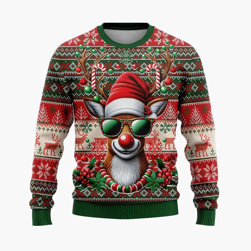 Herren Ugly Christmas Sweater Hip Hop Santa – Lustiger Weihnachtspullover für Partys