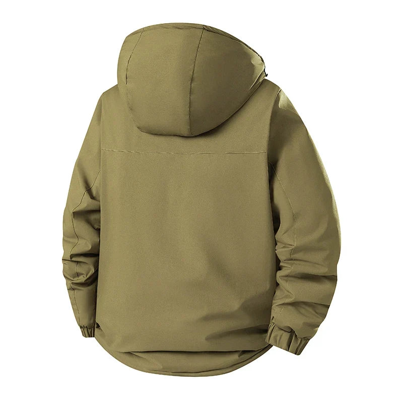 Herren Winterjacke mit Kapuze und Taschen Wasserdichter Kurzmantel