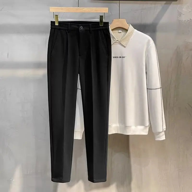 Unisex Stoffhose mit Gummizugbund - Bequeme Chinohose in Dunkelbraun