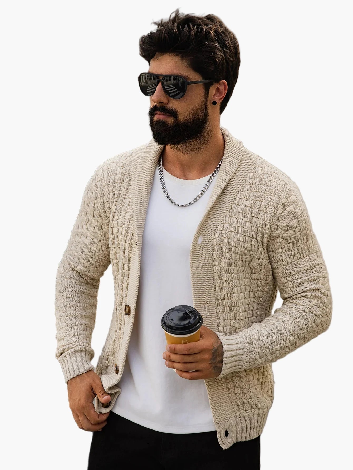 Herren Strickjacke – Modischer Casual Cardigan mit Schalkragen für Alltag und Freizeit