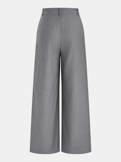 Graue Damen Culotte mit Wickel-Optik und weitem Bein