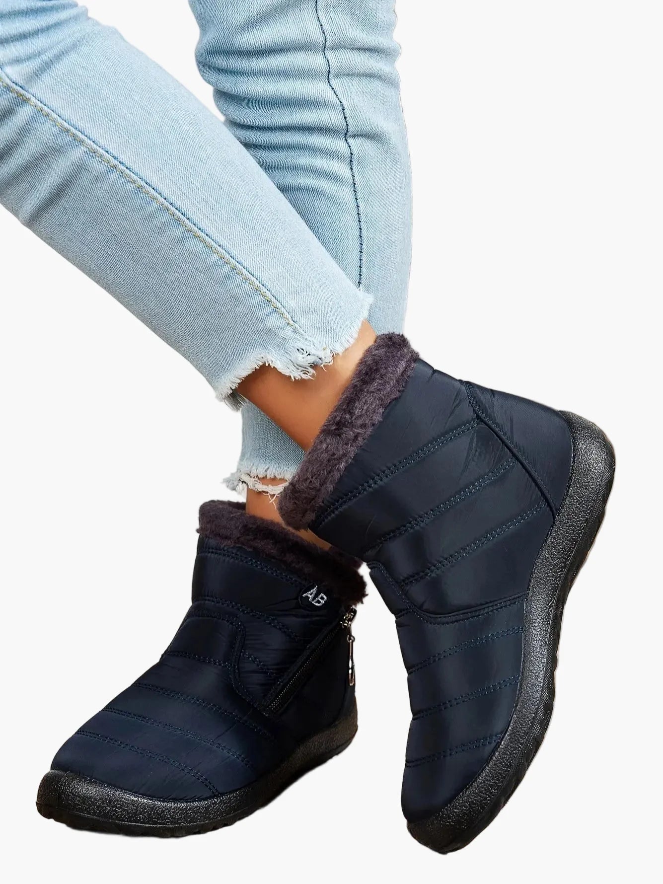 Damen Winterstiefel Warm Gefüttert Wasserdicht mit Reißverschluss – Bequeme Alltagsschuhe für kalte Tage