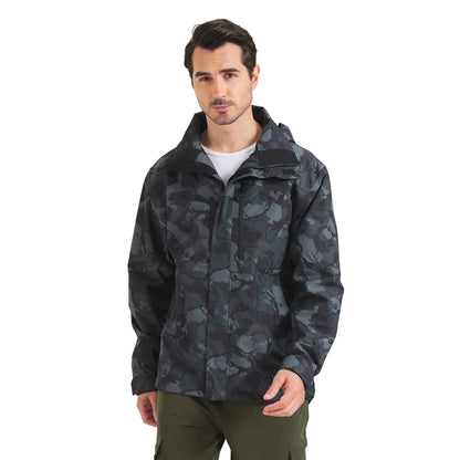 Herren Outdoorjacke Tarnmuster mit Kapuze & Reißverschluss, gefüttert