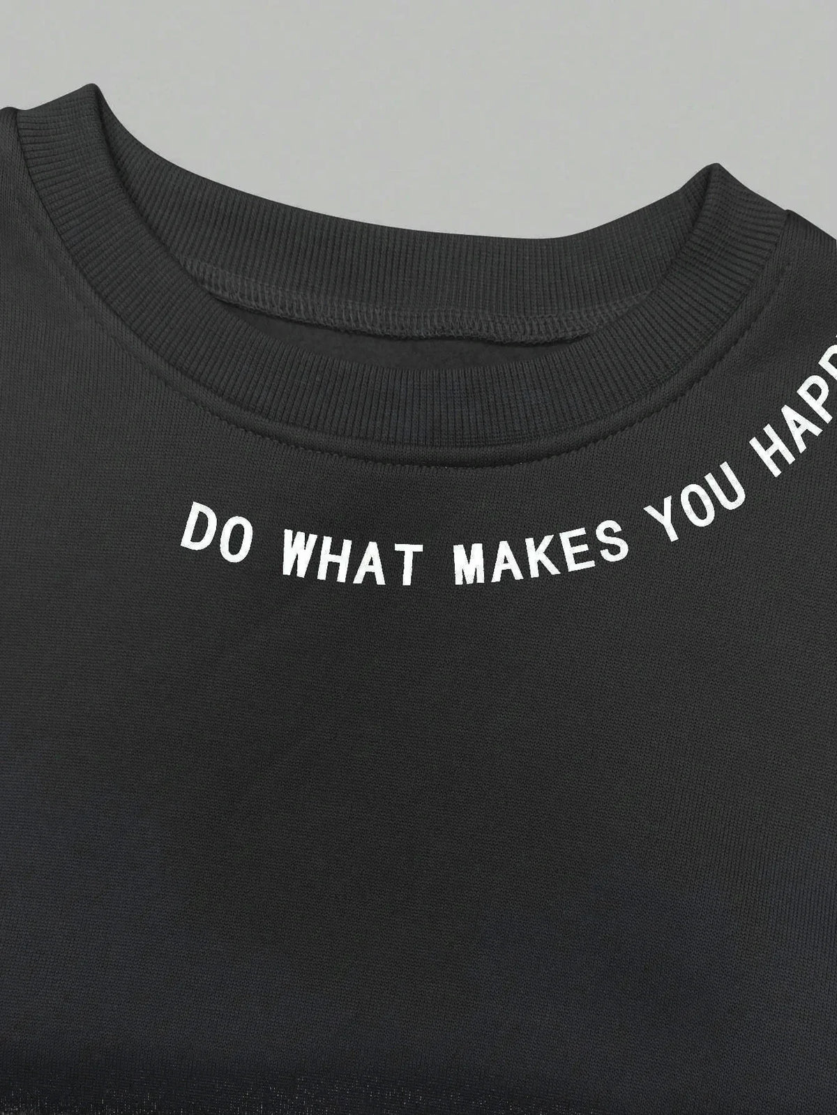 Damen Sweatshirt mit Spruch "DO WHAT MAKES YOU HAPPY!!" Rundhalsausschnitt Langarm