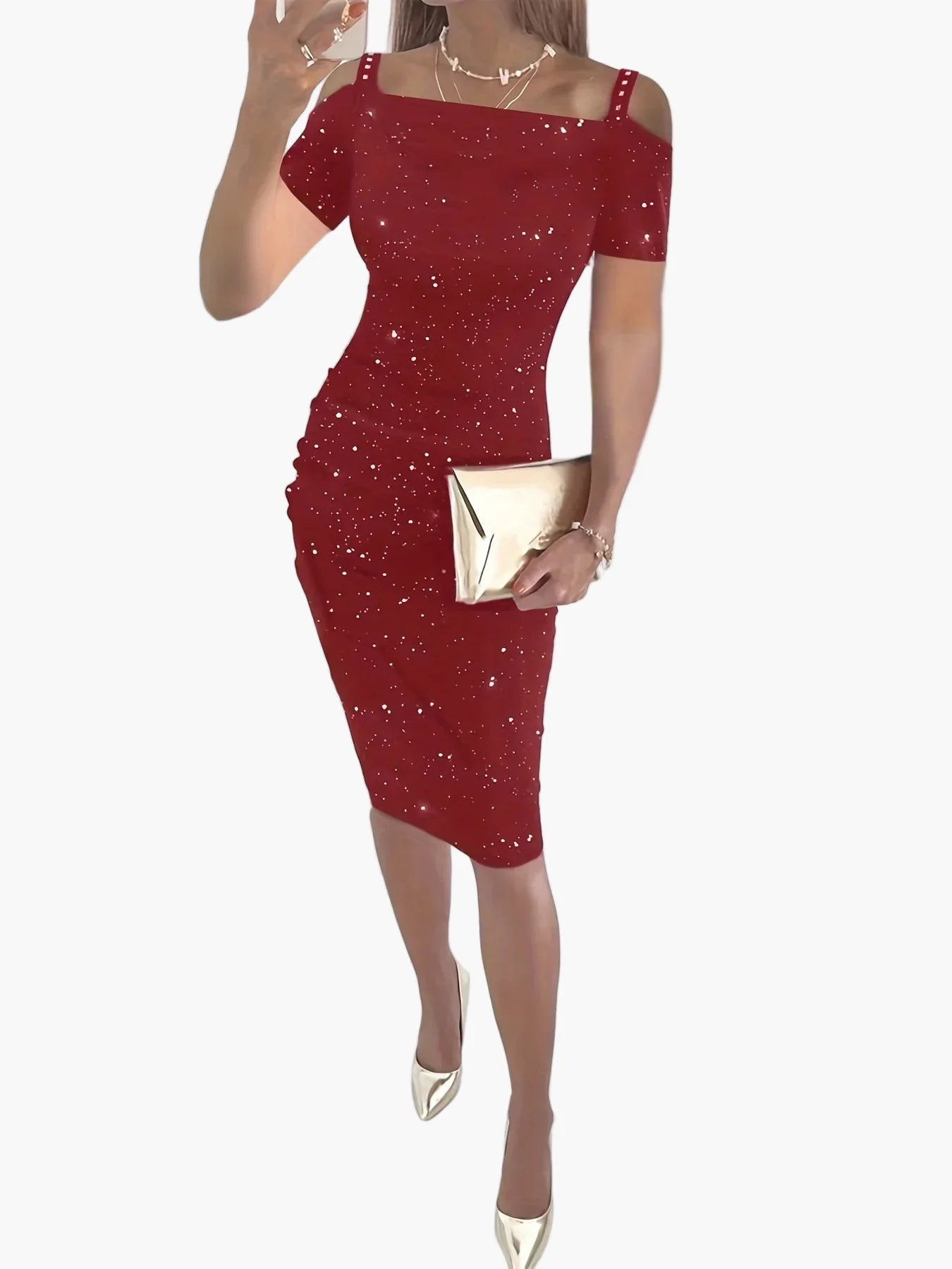 Damen Elegantes Partykleid mit Schulterträgern und figurbetonter Passform – Perfekt für Abendveranstaltungen