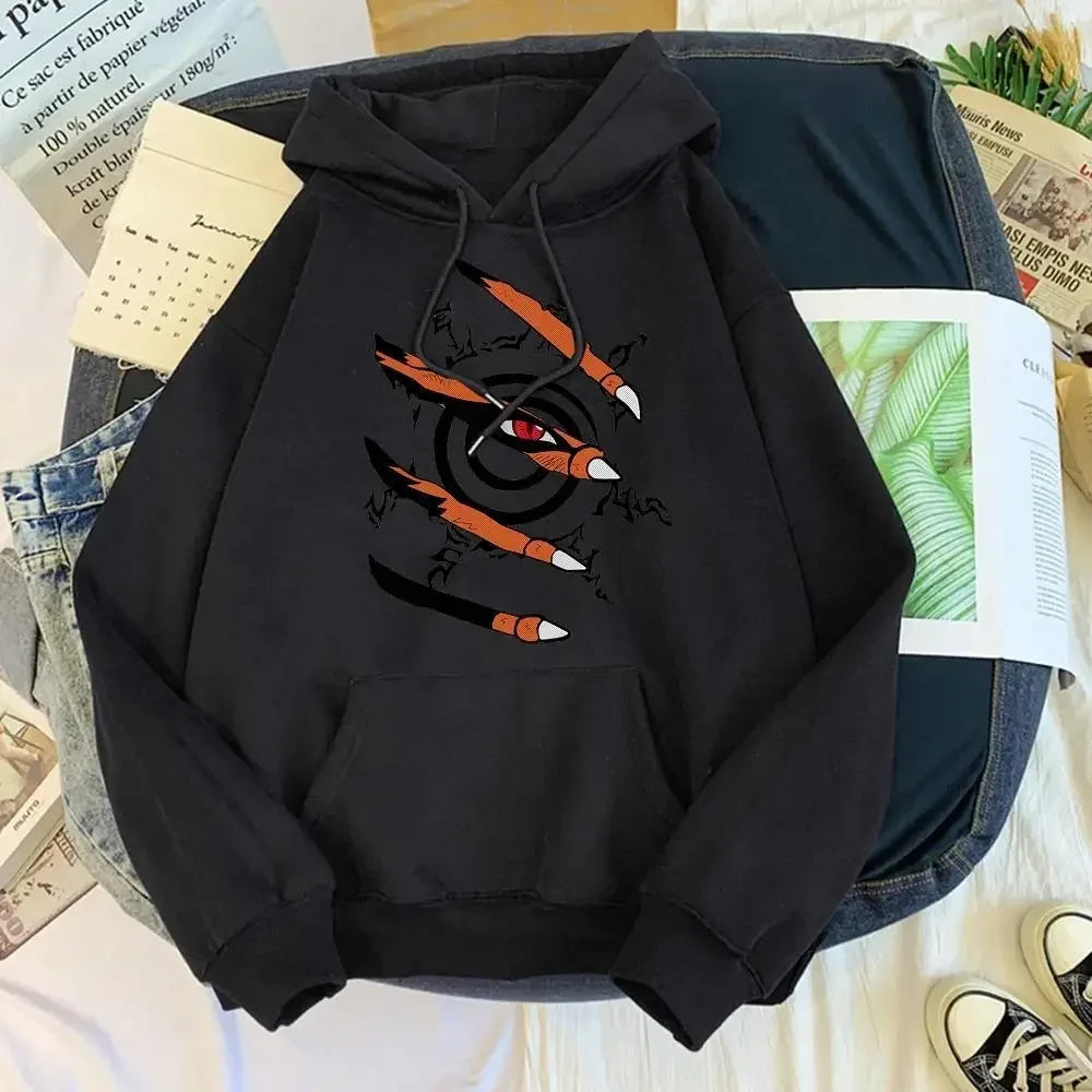 Unisex Kapuzenpullover mit Krallen-Muster und Kängurutasche