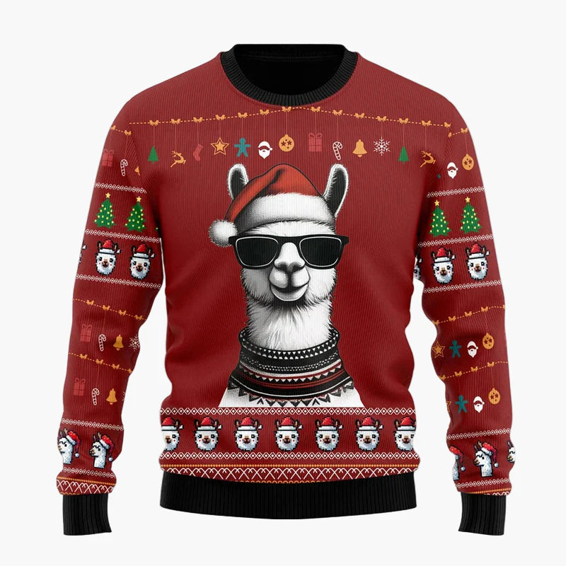 Unisex Weihnachts-Pullover "Cooles Lama" – Festlicher Strickpulli für Damen & Herren