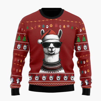 Unisex Weihnachts-Pullover "Cooles Lama" – Festlicher Strickpulli für Damen & Herren