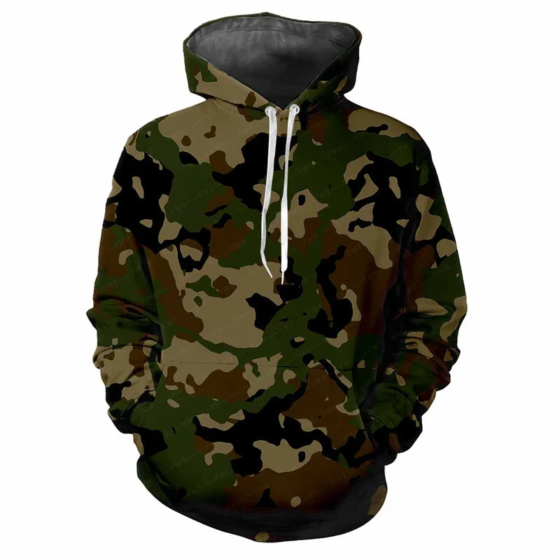 Hoodie Camouflage-Muster Grün Kängurutasche Kapuzenpullover