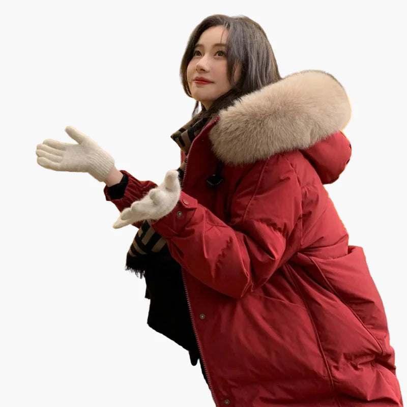 Damen Winterparka mit Kapuze und Kunstpelzkragen – Modischer Outdoor Mantel für kalte Tage