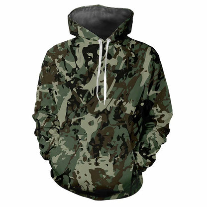 Hoodie Camouflage-Muster Grün Kängurutasche Kapuzenpullover