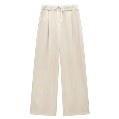 Damen Wide-Leg Hose mit hohem Bund und Tunnelzug, Weites Bein