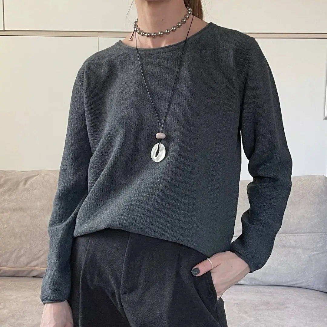 Damen Langarm Pullover mit Rundhalsausschnitt Freizeit Strick-Oberteil