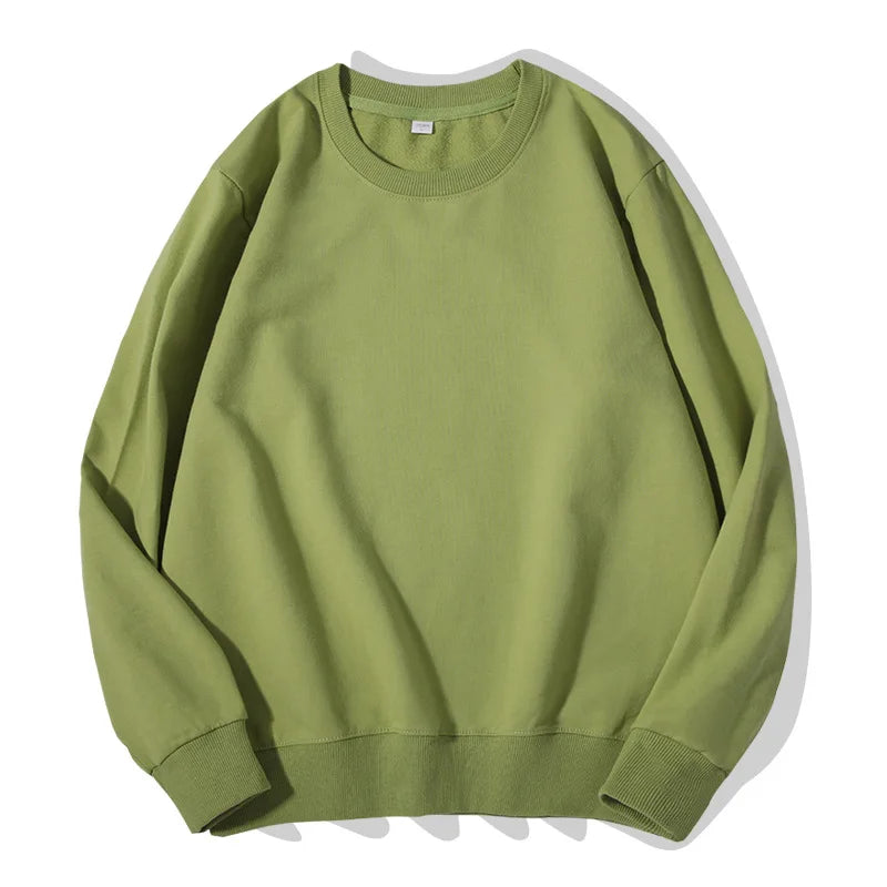 Unisex Langarm Sweatshirt Rundhalsausschnitt Freizeit Pullover Einfarbig