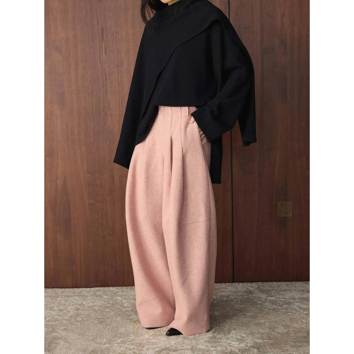 Damen Weite Hose mit Falten High Waist Hosenrock