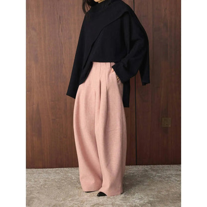 Damen Weite Hose mit Falten High Waist Hosenrock