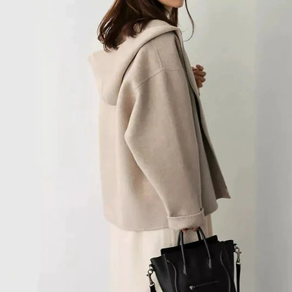 Damen Kurzjacke mit Kapuze Lockerer Schnitt