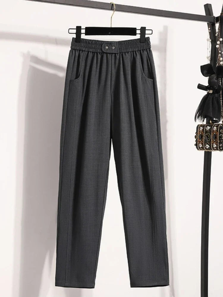 Damen Hose mit elastischem Bund, weitem Bein und Taschen