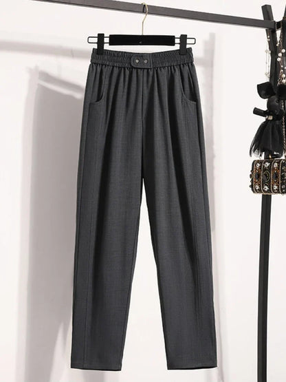 Damen Hose mit elastischem Bund, weitem Bein und Taschen