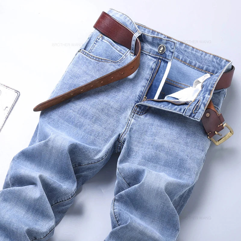 Herren Jeans Hose Hellblau Denim Straight Fit