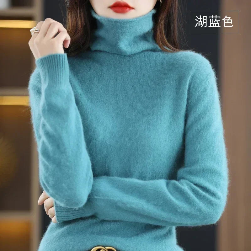 Damen Rollkragenpullover mit langen Ärmeln, weiches Material