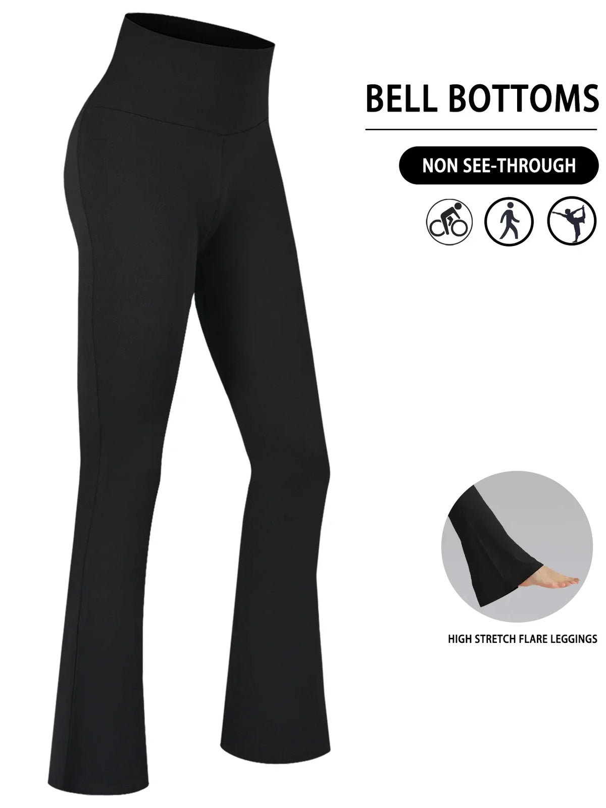 Damen Schlaghose Hoher Bund Ausgestellte Leggings Freizeithose für Yoga Sport Plus Size