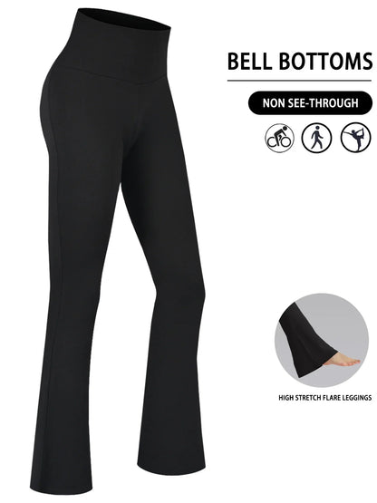 Damen Schlaghose Hoher Bund Ausgestellte Leggings Freizeithose für Yoga Sport Plus Size