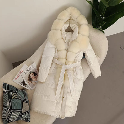 Damen Winter Steppmantel mit Kapuze und Kunstfellbesatz