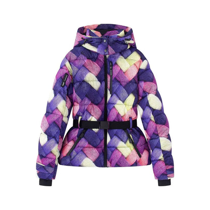 Gepolsterte Damen Winterjacke mit Kapuze und Gürtel, kurzer Schnitt, in Schwarz