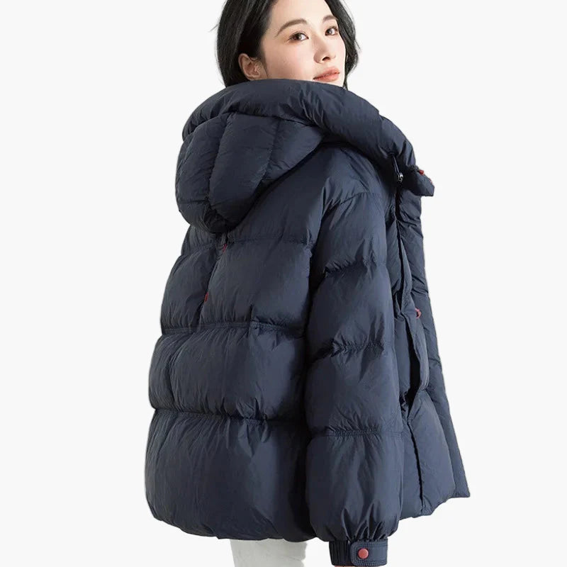 Damen Oversize Daunenjacke Winter Warm Pufferjacke mit Kapuze – Modisch & Bequem