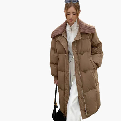 Damen Steppmantel mit Oversize-Kragen – Modischer Wintermantel für Alltag und Freizeit
