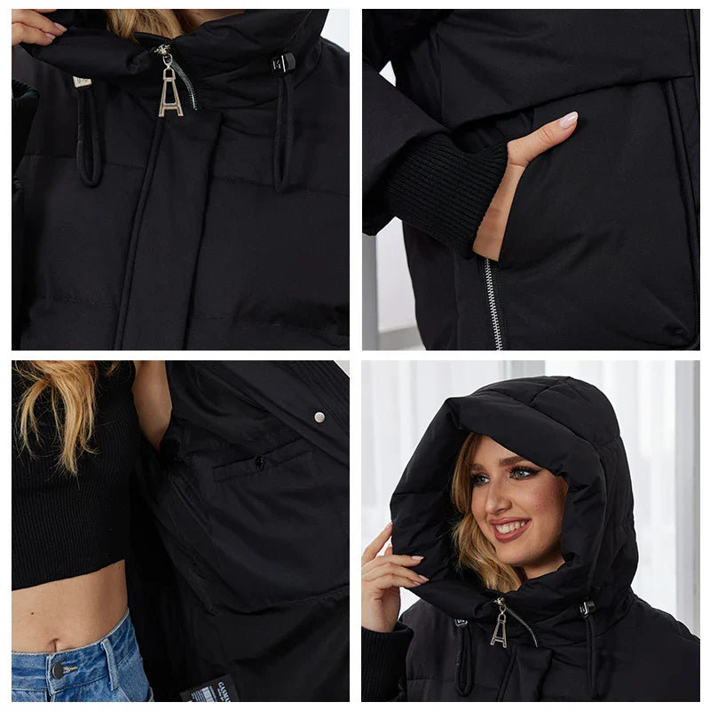 Damen Winter Steppjacke mit Kapuze – Modische warme Outdoorjacke für kalte Tage