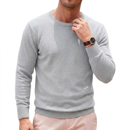 Herren Basic Pullover Rundhals Langarm Strickpullover Einfarbig