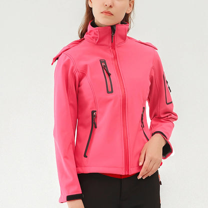 Damen Softshelljacke mit Stehkragen winddicht wasserabweisend Schwarz