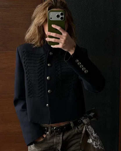 Kurze Damen Uniformjacke Schwarz mit Zierborten
