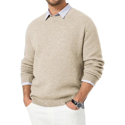 Herren Rundhals Pullover Langarm Basic Strickpullover für Männer
