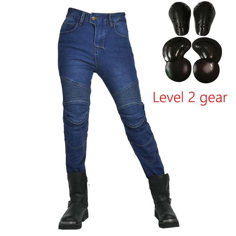Motorradjeans Damen mit Protektoren Schwarze oder Blaue Motorradhose im Slim Fit Stil