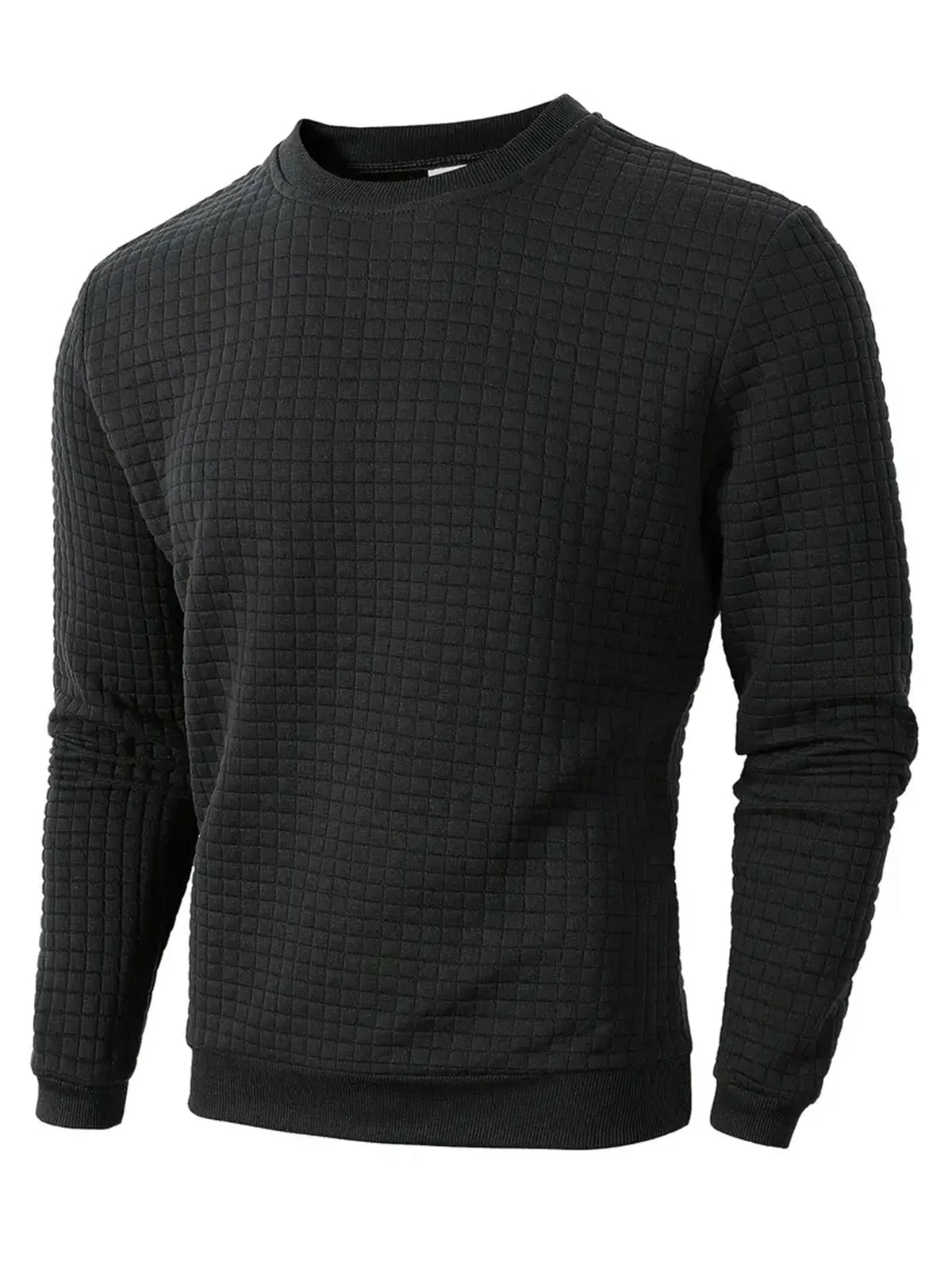 Herren Sweatshirt mit Rundhalsausschnitt, langärmlig, Waffelstruktur