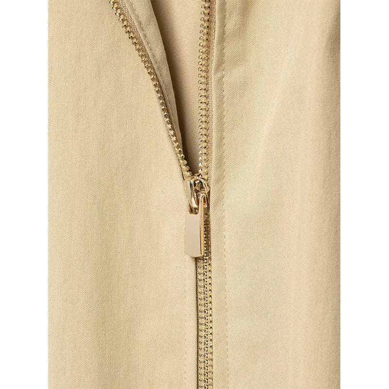Damen Hoodiejacke Beige mit kariertem Futter