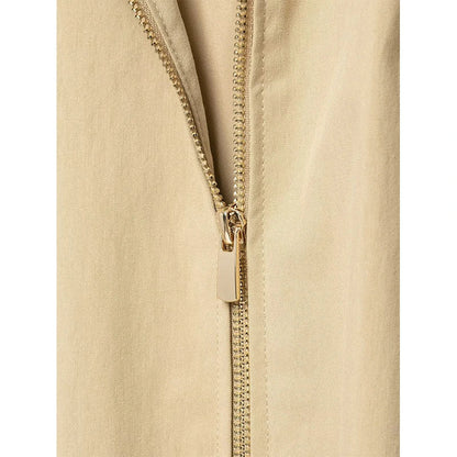 Damen Hoodiejacke Beige mit kariertem Futter
