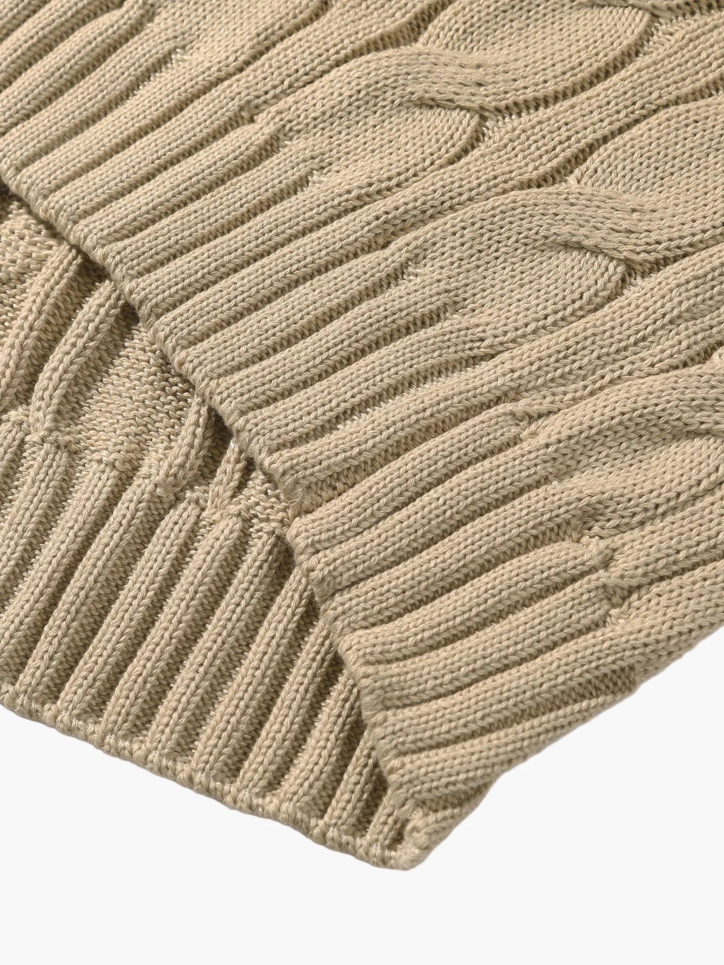 Herren Strickpullover mit Schalkragen und Knopfleiste – Eleganter Freizeitpullover im Zopfmuster für Herbst und Winter