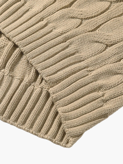 Herren Strickpullover mit Schalkragen und Knopfleiste – Eleganter Freizeitpullover im Zopfmuster für Herbst und Winter