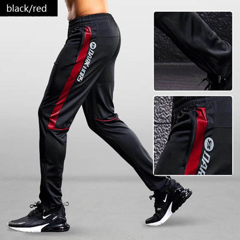 Herren Sport Trainingshose Schwarz mit Farbstreifen Jogginghose Elastischer Bund Reißverschlusstaschen