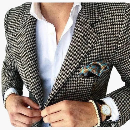 Herren Hahnentritt Sakko – Eleganter Business & Freizeit Blazer im Retro-Stil