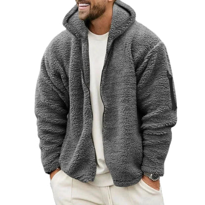 Herren Fleece Kapuzenjacke Lässiger Outdoor Style Warm Winterjacke