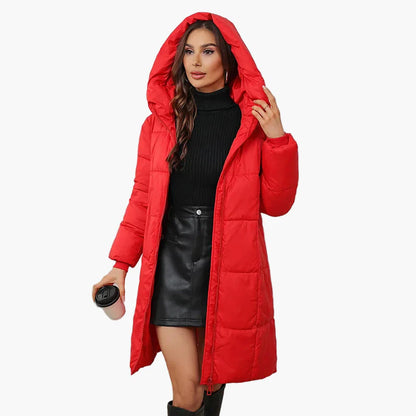 Damen Winter Steppmantel mit Kapuze – Modischer langer Puffer für Alltag & Freizeit
