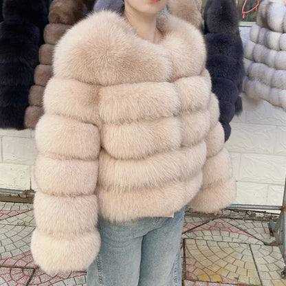 Damen Kurzjacke aus Kunstpelz, Winter Warmes Plüschjacke, Langarm Felljacke