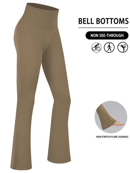 Damen Schlaghose Hoher Bund Ausgestellte Leggings Freizeithose für Yoga Sport Plus Size