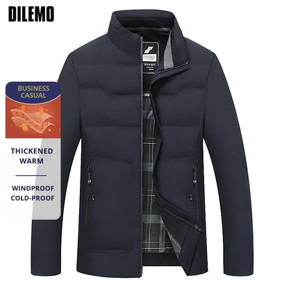 Herren Business Casual Winterjacke – Winddicht, Kältefest, Dick Gefüttert