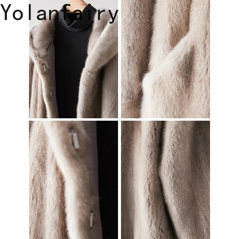 Damen Kapuzenjacke Lang Kunstfell Teddyfell Grau-Beige